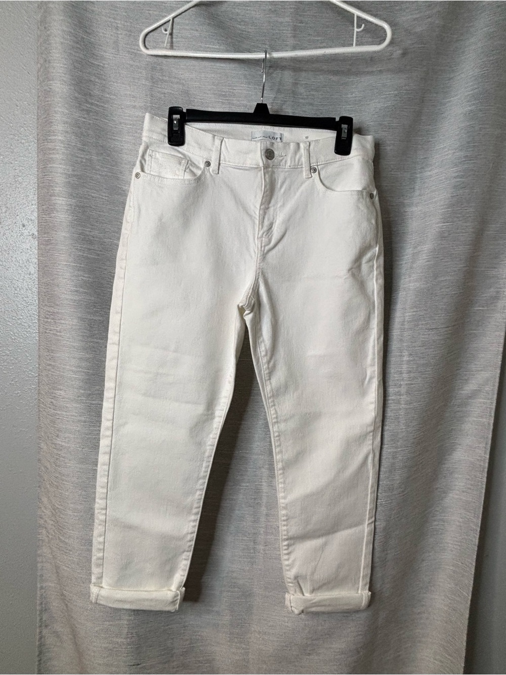 LOFT Women's White Boyfriend Jeans